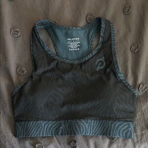 Peloton Zebra Pattern Black and Gray Sports Bra